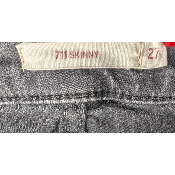 Levi's Jeans Womens 27 (29x28) Black 711 Black Mid Rise Shaping Skinny (995) - Picture 3 of 4